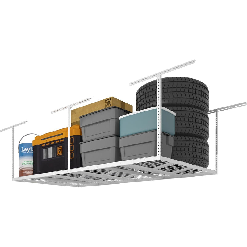 FLEXIMOUNTS 4ftx8ft Overhead Ceiling Storage PRO 800lbs White, NO SCREWS