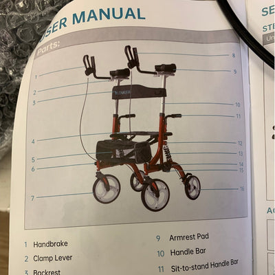 ELENKER Rollator Walker Shock Absorbing Carrying Bag for Seniors Red HFK-9211