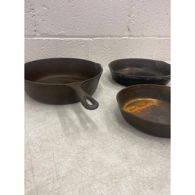 Set of 3 Cast Iron Skillets, 2 - 11" Skillets & 1 - 8.5" Skillet  for Cooking