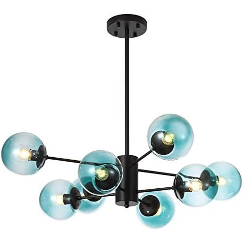 Beouzz Ceiling Light Fixture Vintage Hanging Pendant Light 8-Light, Teal
