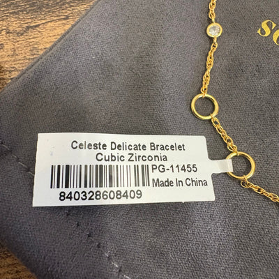 Julie Vos Celeste Delicate Bracelet, 24K Gold Plated, Cubic Zirconia, Adjustable