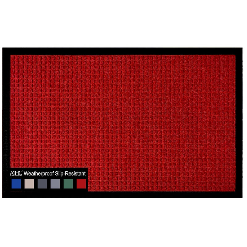 A1HC Durable Multi Purpose Door Mat Waterproof, All Weather 32x48 Inches RED