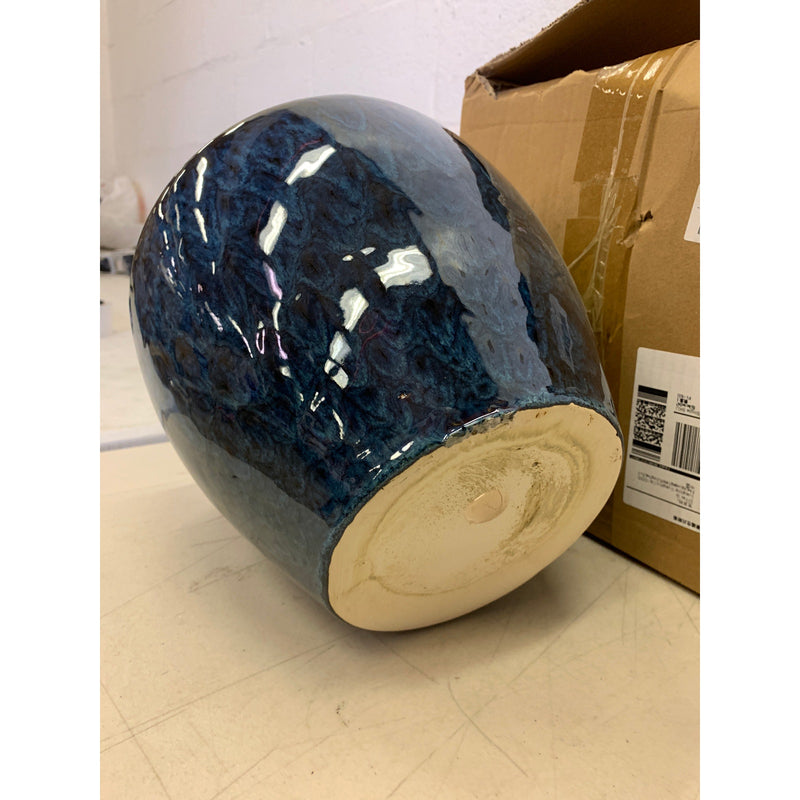 10" x 10" x 8.6" Ceramic Planter Pot Round Plant Pot for Indoor Plants Shiny Blue