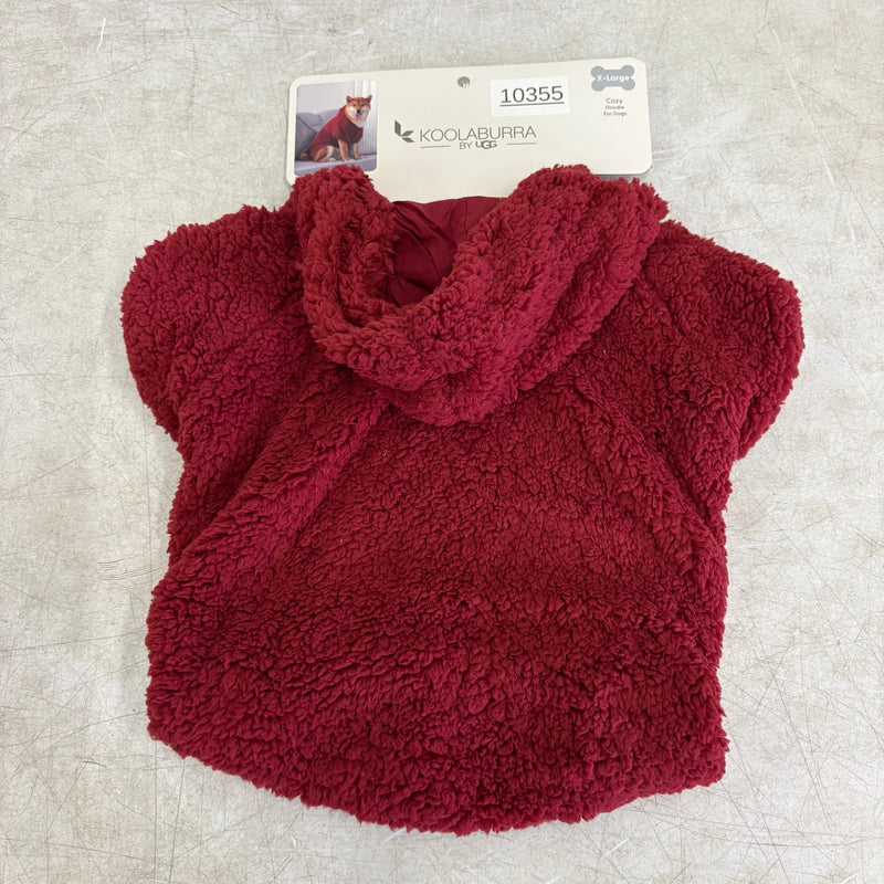 Koolaburra by UGG Pet Cozy Hoodie Dog Jacket Sweater, 20-21" Collar Red Fuzzy XL