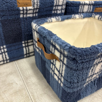 Koolaburra by Ugg 3 Piece Storage Set Soft Fuzzy Baskets Home Organization, Blue