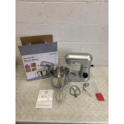 Zurio Stand Mixer with Egg Whisk, Flat Beater & Dough Hook - SM-1531NP, Silver