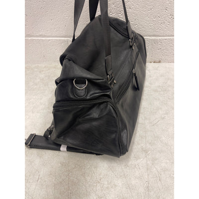 Yaxiang High Quality Leather Large Carry On Bag Travel Tote Duffel Bag - Black