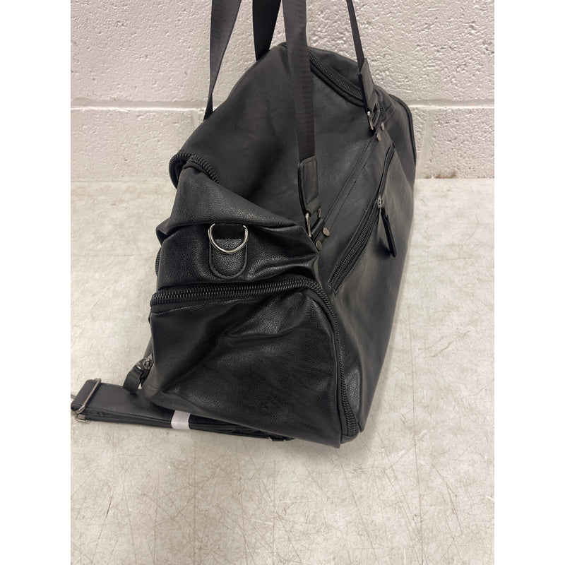 Yaxiang High Quality Leather Large Carry On Bag Travel Tote Duffel Bag - Black