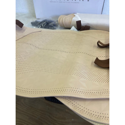 OUMANNI Seat Covers Universal Fit Breathable Suede 2 Front Seat/Headrest Beige