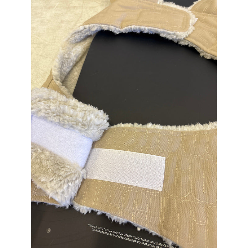 UGG Sherpa Quilted Pet Coat, Hook & Loop Straps, Soft & Cozy, Tan - XL Size