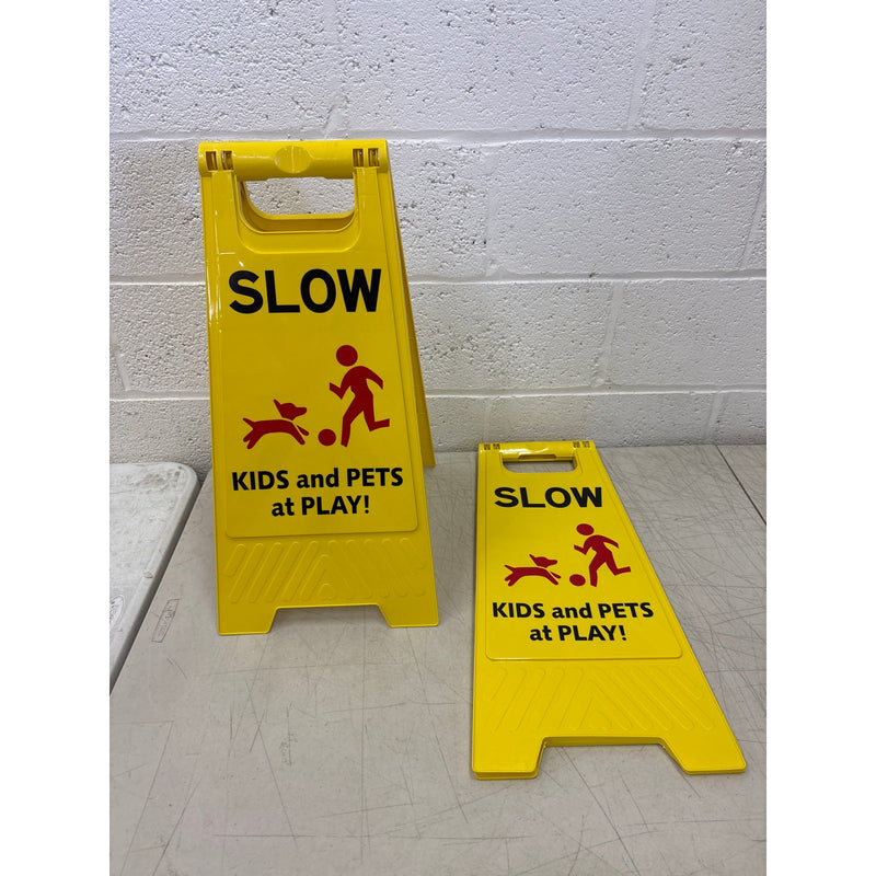 2-Pack Slow Kids and Pets at Play Sign, 24" Height, Signs for Street Yellow