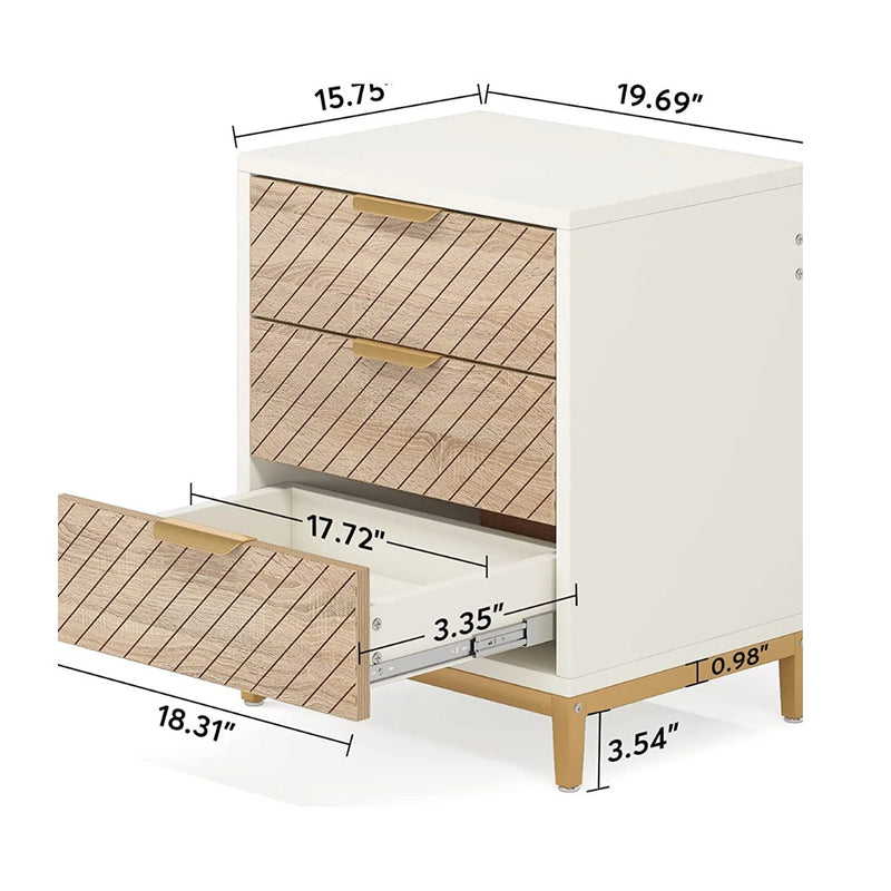Tribesigns 3-Drawer Nightstand Bedside End Table for Bedroom - White & Tan