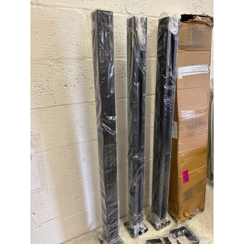 3 Pack 45" 3-Way Aluminum Fence Post, 1.8mm Thick Walls & 10mm Base - Black