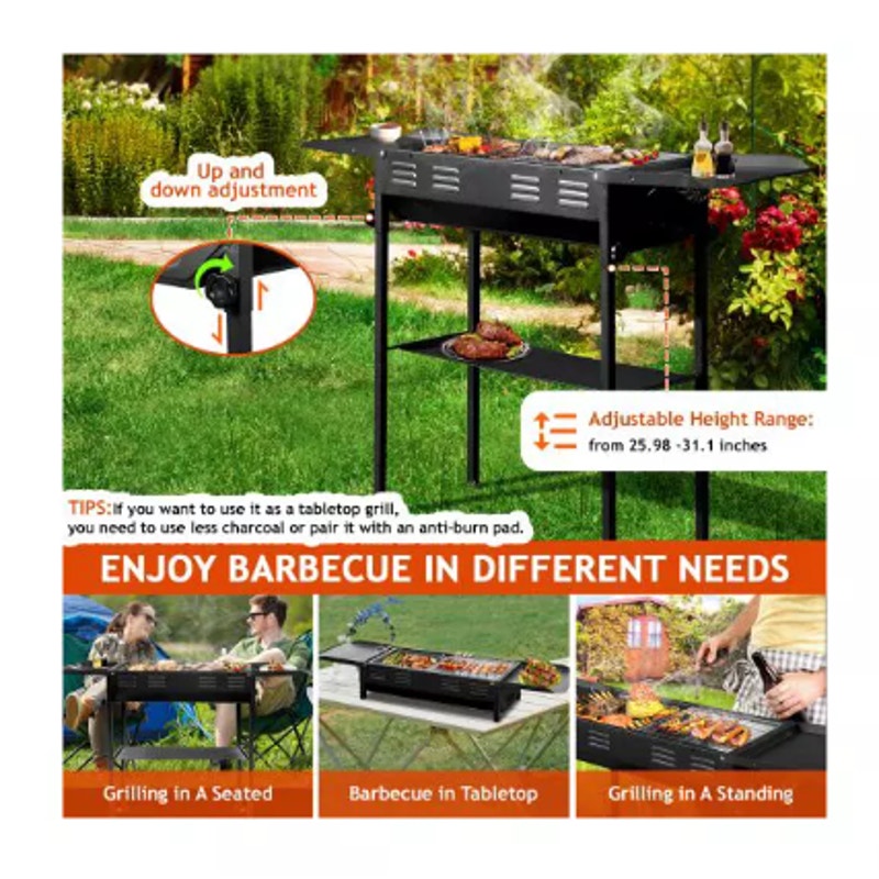 Karl Home Portable Charcoal Grill For Outdoor BBQ With Carrying Bag - Black