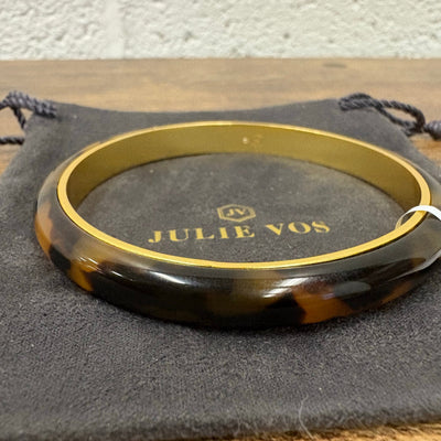 Julie Vos Madison Statement Bangle Carnaby Gold & Acrylic Tortoiseshell - Medium