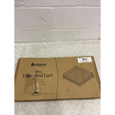 Whitmor Rolling White Wire Underbed Cart Under Bed Storage w Wheels 25"x25"x6.5"