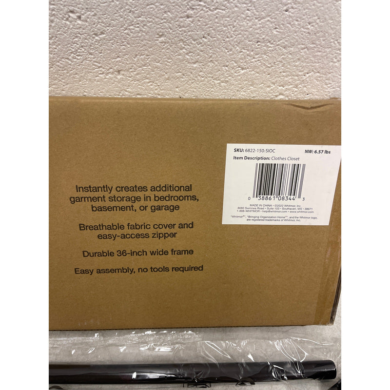 Whitmor White Clothes Closet Wardrobe, Fabric Cover 19 x 36 x 64 in Freestanding