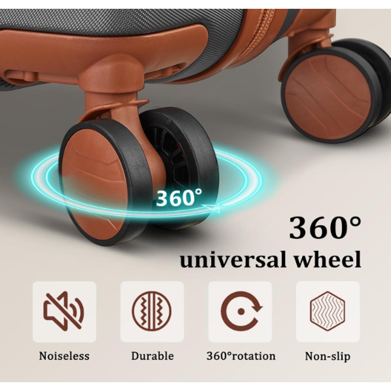 Imiomo 3-Piece Luggage Set, Suitcase w Spinner Wheels, Lightweight Hardside Grey