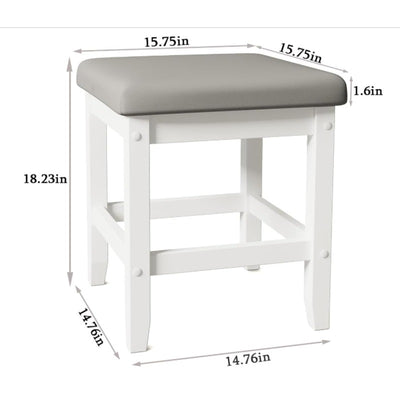 Vanity Stool, Desk Stool with Cushion Seat, Piano Bench, Square 18” Vanity Seat