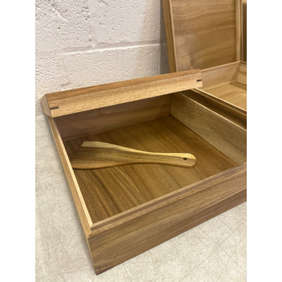 2-PACK Oranbulb Acacia Wood Pizza Dough Proofing Box w Lid 12 x 12 x 4.5in Each