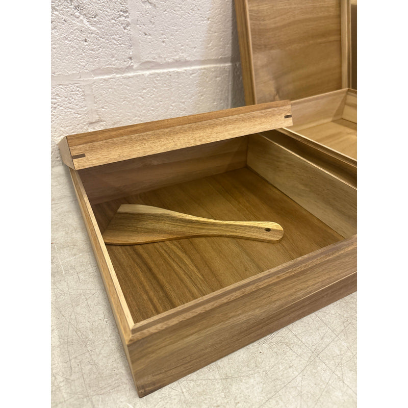 2-PACK Oranbulb Acacia Wood Pizza Dough Proofing Box w Lid 12 x 12 x 4.5in Each