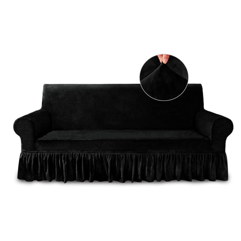NICEEC Sofa Cover Super Soft 1-Piece Black Sofa Slipcover Protector with Skirt