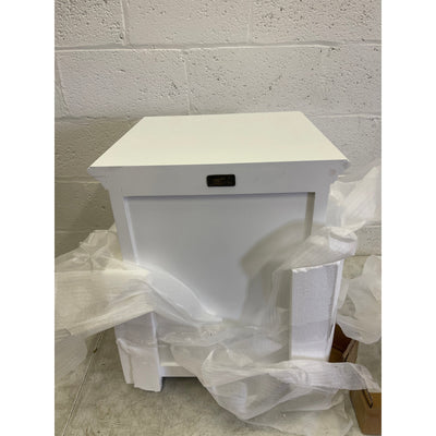 Novasolo Bedside Table w Shelves/ Drawer, Halifax Collection White 23 x 17 x 16"