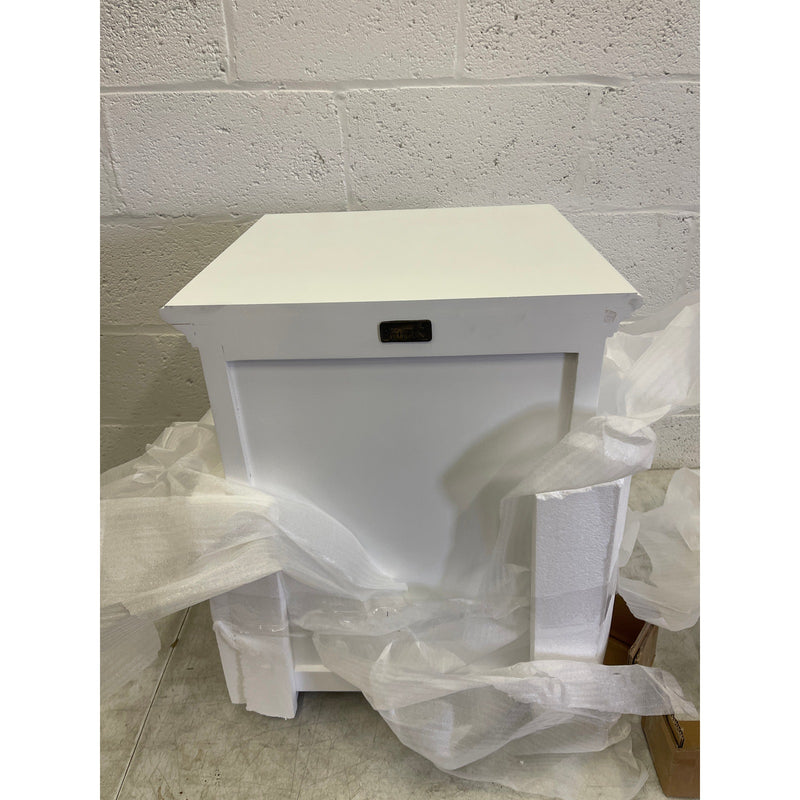Novasolo Bedside Table w Shelves/ Drawer, Halifax Collection White 23 x 17 x 16"