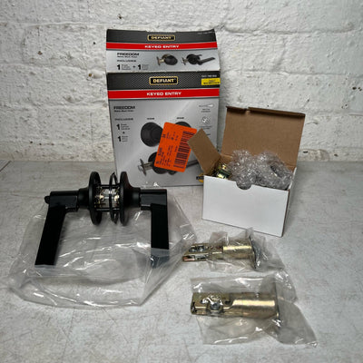 Defiant Freedom Door Lever & Single Cylinder Keyed Entry Dead Bolt, Matte Black