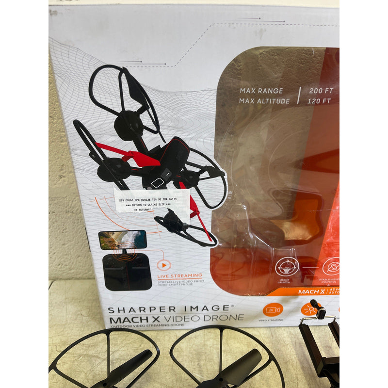 Sharper Image Drone Mach X Outdoor Video Streaming Camera 200 Ft Range - Black
