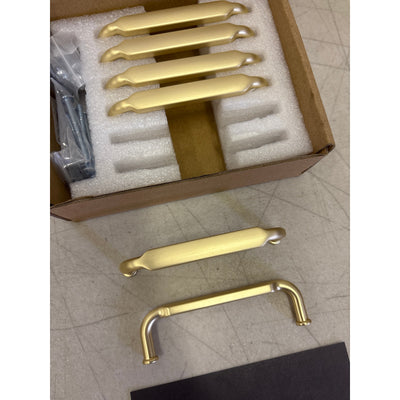 6-Pack Goo-Ki Brushed Gold Drawer Handles 3-3/4" Hole Centers Straight Bar Pull