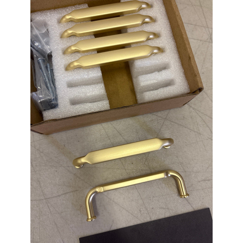 6-Pack Goo-Ki Brushed Gold Drawer Handles 3-3/4" Hole Centers Straight Bar Pull