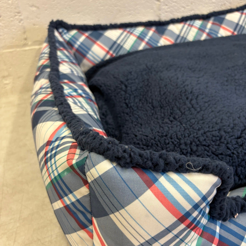Nautica Rectangle Pet Bed 36" x 30" x 9" Dog Bed Plaid Multicolor Design - Large