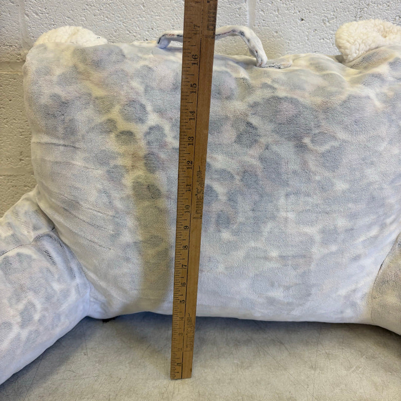 UGG Plush Backrest Pillow, 36"Wx17"H Reading Pillow White w Faded Cheetah Design