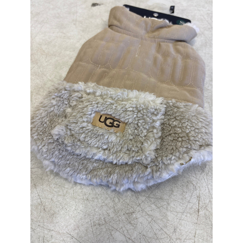 UGG Sherpa Quilted Pet Coat, Hook & Loop Straps, Soft & Cozy, Tan - Small Size