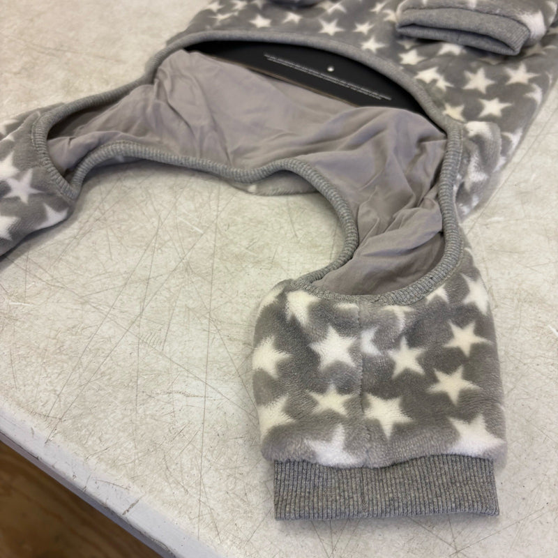 UGG Avery Large Glacier Gray Stars Hooded Soft Dog Pajama - 14-16" Collar