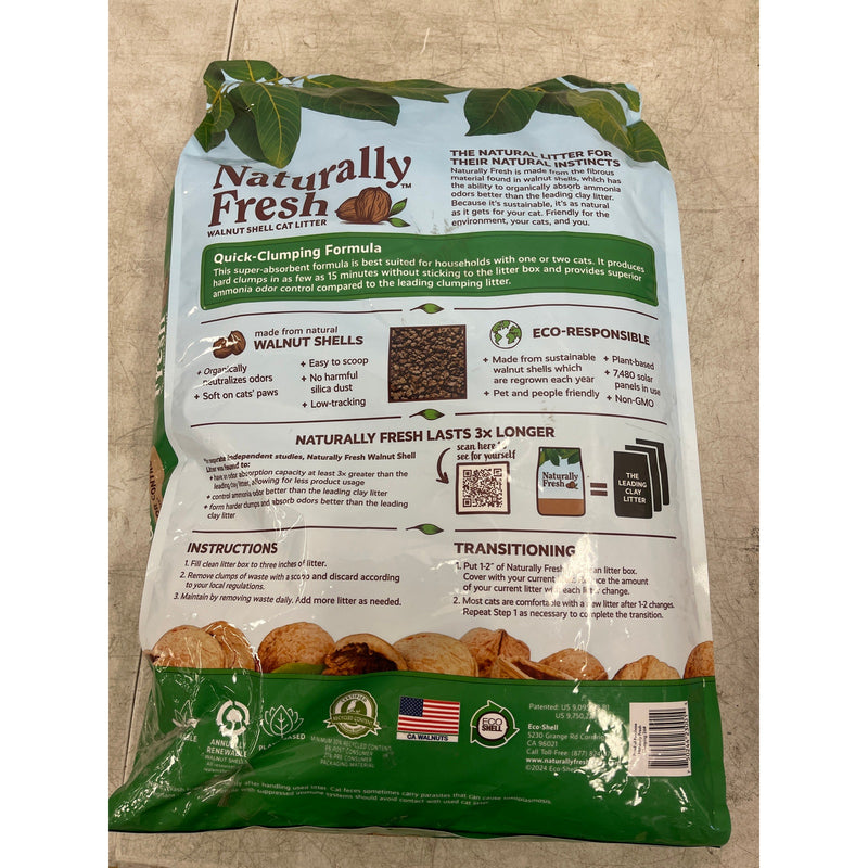 Naturally Fresh Cat Litter Made From Walnut Shells Unscented Easy Scooping 26lbs