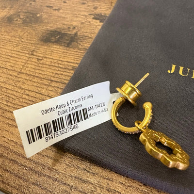 Julie Vos Odette Hoop & Charm Earring, 24K Gold Plated, Cubic Zirconia, Hoop