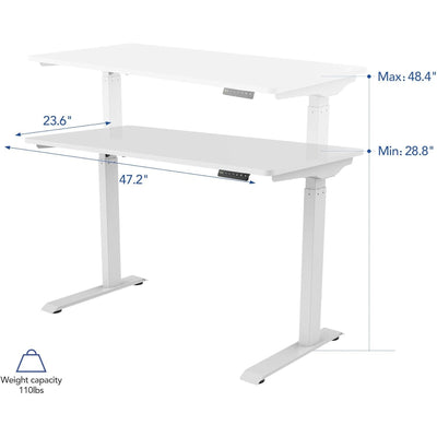 FlexiSpot Essential Standing Desk 48" x 24" Electric Height Adjustable White E9W