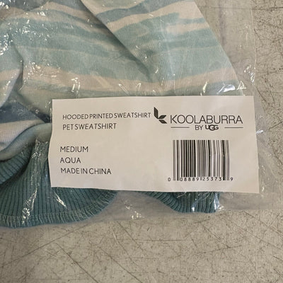 Koolaburra UGG Pet Hooded Sweatshirt Dog Jacket 15-16" Collar Aqua Stripe Medium
