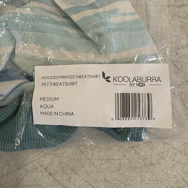 Koolaburra UGG Pet Hooded Sweatshirt Dog Jacket 15-16" Collar Aqua Stripe Medium