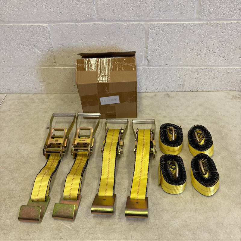 Waltyotur 4-Pcs Auto Lanyard Clip Ratchet Straps 2x96 Classic Yellow 3300 LB CAP