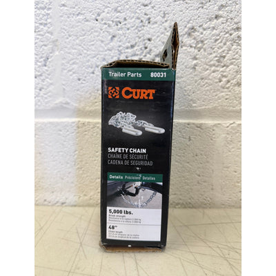 CURT 48" Safety Chain with 2 S-Hooks (5,000 lbs, Clear Zinc, Packaged)