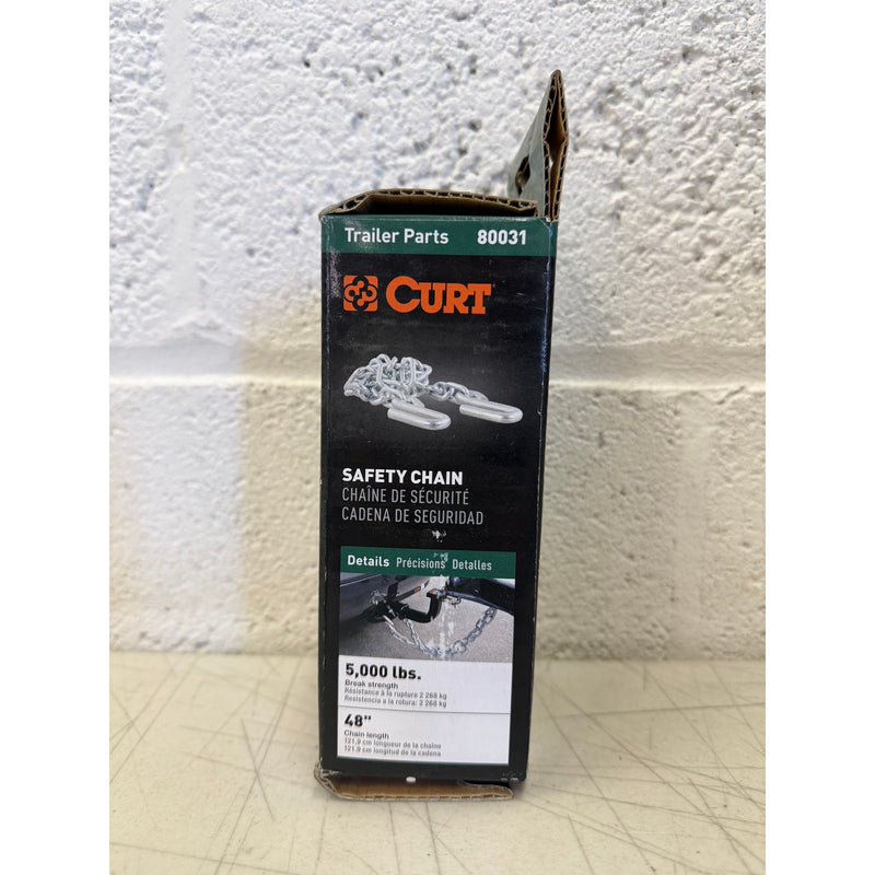 CURT 48" Safety Chain with 2 S-Hooks (5,000 lbs, Clear Zinc, Packaged)