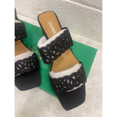 J. Renee, Keetana Sandal Heel, Women's Shoes, Size 12 Wide, Rhinestones - Black