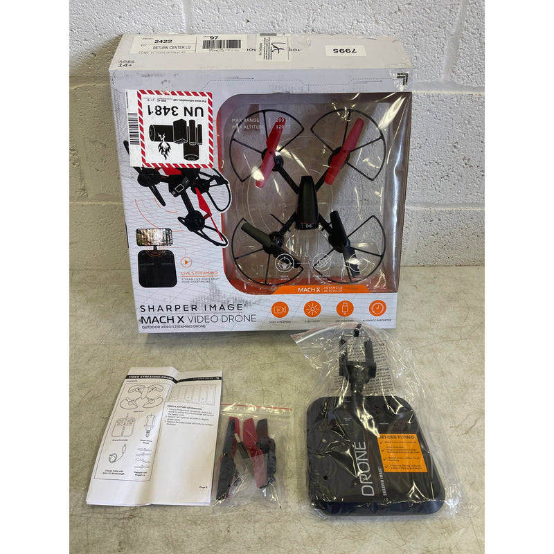 Sharper Image Drone Mach X Outdoor Video Streaming Camera 200 Ft Range - Black