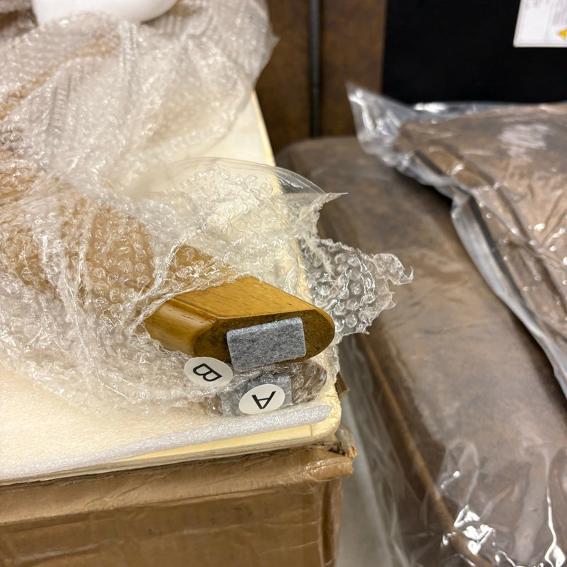 VINGLI Modern Accent Chair Brown Rubber Wood Frame & Lumbar Pillow - Brown