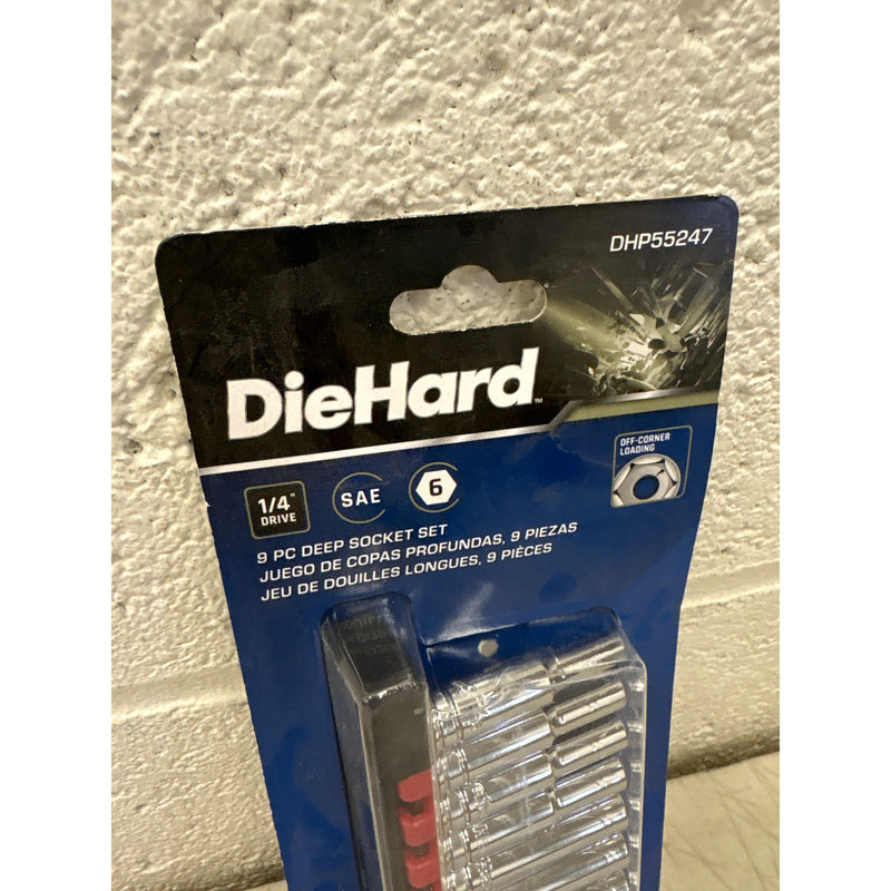 DieHard 1/4" Drive 6-Point Deep Socket Set, SAE, 9-Piece, Hand Tools - DHP55247