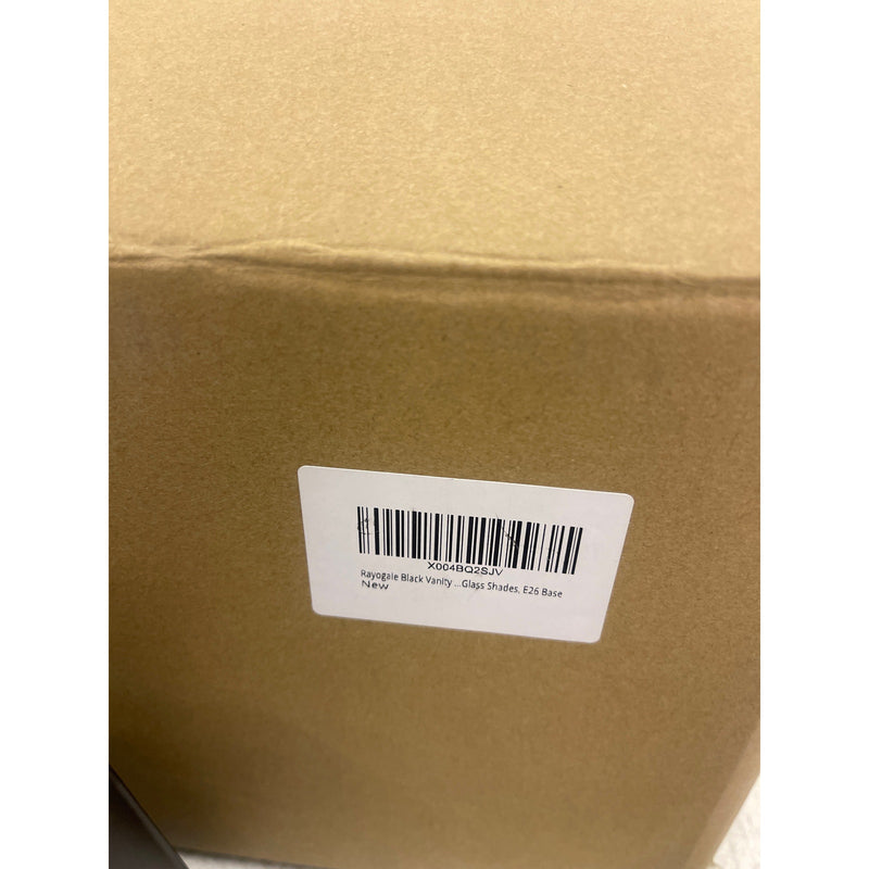 Rayogale 3-Light Bathroom Vanity Lights w Milk White Glass Shades - Black