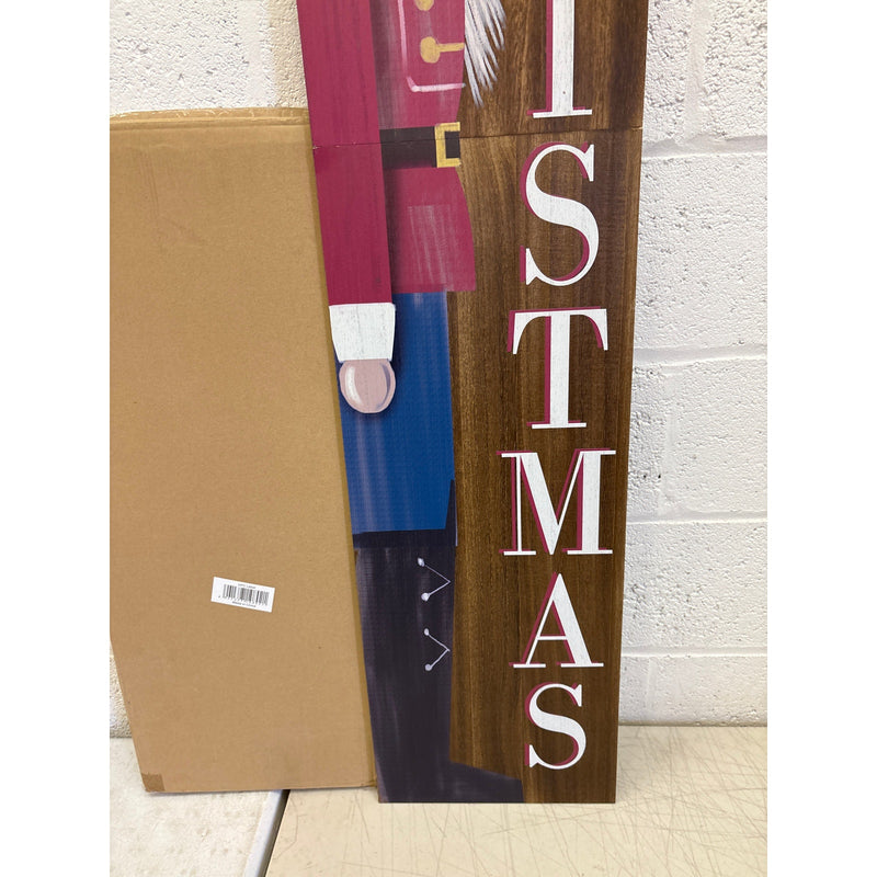 Glitzhome 60"H Wooden Christmas Nutcracker Porch Sign, Holiday Decorations
